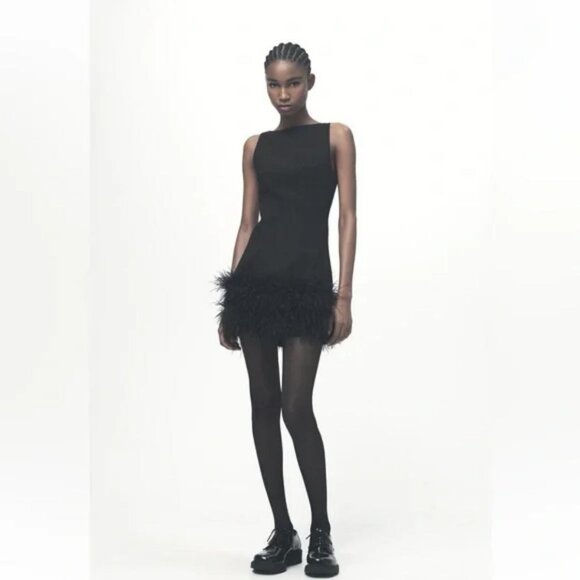 ZARA STRETCHY FEATHER DRESS - Picture 3 of 7